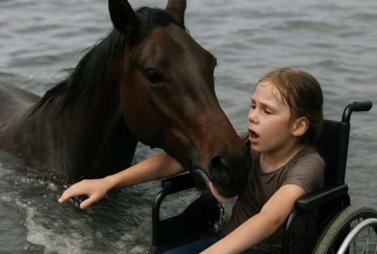 Hoe een moedige vader en een edel paard een klein meisje redden uit een woeste rivier – een ontroerend verhaal over moed, liefde en onverwacht heldendom.