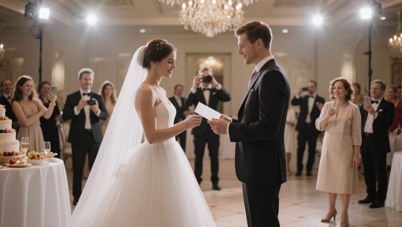 De bruid van mijn zoon gaf me een brief om hem na de ceremonie te overhandigen – zodra hij die las, verliet hij de receptie.