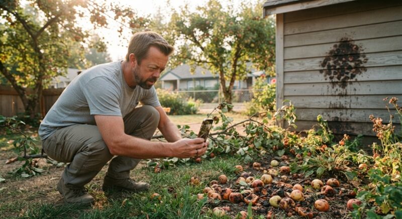 Mijn buurman dwong mijn kinderen om elke appel af te geven die in onze tuin viel – Ik liet de foto's aan mijn man zien, en hij bedacht een plan.