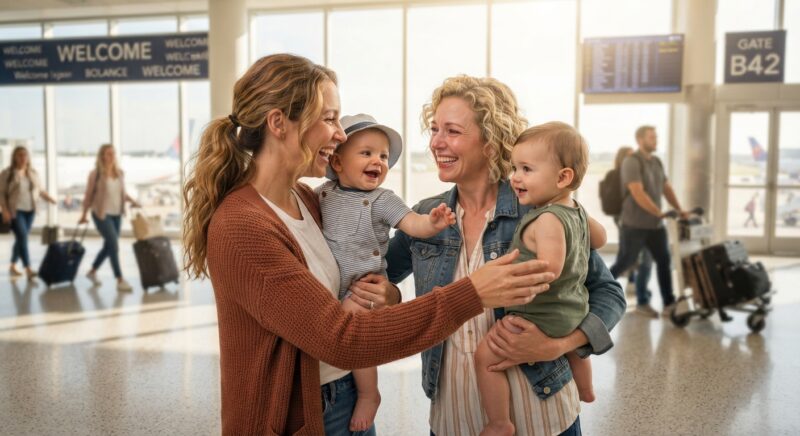 „Je mag geen hardloopwandelwagen meenemen naar de gate.” Ik moest meteen lachen. „Pardon, wat? Hier zit het autostoeltje in waarin mijn baby zit.”: Moeder doet een oproep voor babyvriendelijke luchtvaartbeleid