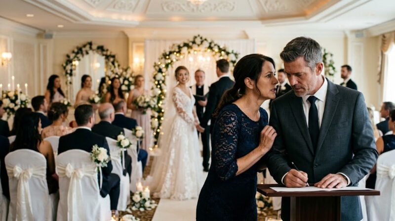 Op de bruiloft van haar dochter noemde een vreemde haar zijn kind – en liet de moeder een foto uit het verleden zien